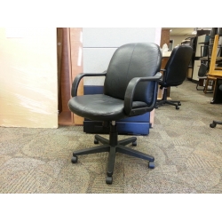 Black Leather Mid Back Executive Rolling Task Meeting Chair